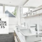 white bathroom with white cabinets